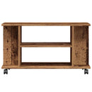 tv-skab med hjul 80x40x45 cm konstrueret træ antikt trælook