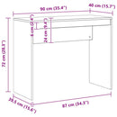 skrivebord 90x40x72 cm konstrueret træ kunsteg