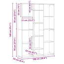 rumdeler/bogreol 100x24x140 cm konstrueret træ artisan eg