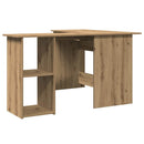 hjørneskrivebord 120x140x75 cm konstrueret træ artisan egetræ