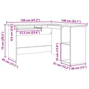 hjørneskrivebord 120x140x75 cm konstrueret træ artisan egetræ