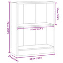 bogreol 60x24x76 cm konstrueret træ egetræsfarve