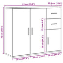 skænk håndlavet eg 91x29,5x75 cm konstrueret træ