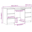 skrivebord 140x50x77 cm konstrueret træ kunsteg