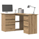 hjørneskrivebord 145x100x76 cm konstrueret træ artisan egetræ