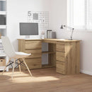 hjørneskrivebord 145x100x76 cm konstrueret træ artisan egetræ