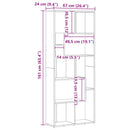bogreol håndlavet eg 67x24x161 cm konstrueret træ