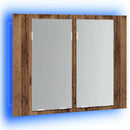 spejlskab m. LED-lys 60x12x45 cm konstrueret træ antikt træ