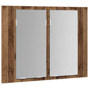 spejlskab m. LED-lys 60x12x45 cm konstrueret træ antikt træ