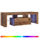 tv-bord m. LED-lys 120x36,5x40 cm konstrueret træ antikt træ