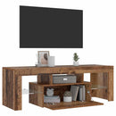 tv-bord m. LED-lys 120x36,5x40 cm konstrueret træ antikt træ