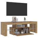tv-bord m. LED-lys 120x36,5x40 cm konstrueret træ kunsteg