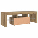 tv-bord m. LED-lys 120x36,5x40 cm konstrueret træ kunsteg