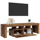 tv-bord m. LED-lys 140x36,5x40 cm konstrueret træ antikt træ