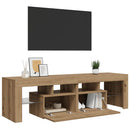 tv-bord med LED-lys 140x36,5x40 cm konstrueret træ kunsteg
