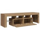 tv-bord med LED-lys 140x36,5x40 cm konstrueret træ kunsteg
