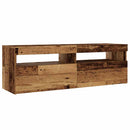 tv-bord m. LED-lys 120x35x40 cm konstrueret træ antikt træ