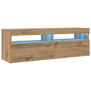 tv-bord med LED-lys 120x35x40 cm konstrueret træ kunsteg