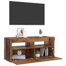 tv-bord m. LED-lys 90x35x40 cm konstrueret træ antikt træ