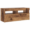 tv-bord m. LED-lys 90x35x40 cm konstrueret træ antikt træ