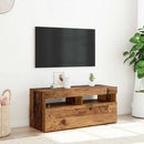 tv-bord m. LED-lys 90x35x40 cm konstrueret træ antikt træ