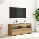 tv-bord med LED-lys 90x35x40 cm konstrueret træ kunsteg