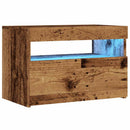 tv-bord m. LED-lys 60x35x40 cm konstrueret træ antikt træ