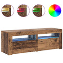 tv-bord m. LED-lys 120x35x40 cm konstrueret træ antikt træ