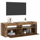 tv-bord m. LED-lys 120x35x40 cm konstrueret træ antikt træ