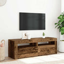 tv-bord m. LED-lys 120x35x40 cm konstrueret træ antikt træ