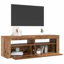 tv-bord m. LED-lys 120x35x40 cm konstrueret træ antikt træ
