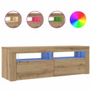 tv-bord med LED-lys 120x35x40 cm konstrueret træ kunsteg