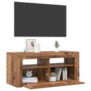 tv-bord m. LED-lys 90x35x40 cm konstrueret træ antikt træ