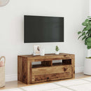 tv-bord m. LED-lys 90x35x40 cm konstrueret træ antikt træ