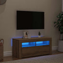 tv-bord med LED-lys 90x35x40 cm konstrueret træ kunsteg