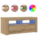 tv-bord med LED-lys 90x35x40 cm konstrueret træ kunsteg