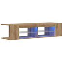tv-bord med LED-lys 135x39x30 cm konstrueret træ kunsteg