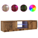 tv-bord m. LED-lys 140x40x36 cm konstrueret træ antikt træ