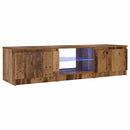 tv-bord m. LED-lys 140x40x36 cm konstrueret træ antikt træ