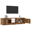 tv-bord m. LED-lys 140x40x36 cm konstrueret træ antikt træ