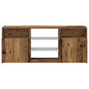 tv-bord m. LED-lys 120x30x50 cm konstrueret træ antikt træ