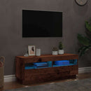 tv-bord m. LED-lys 100x35x40 cm konstrueret træ antikt træ