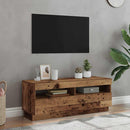 tv-bord m. LED-lys 100x35x40 cm konstrueret træ antikt træ