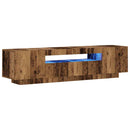 tv-bord m. LED-lys 160x35x40 cm konstrueret træ antikt træ