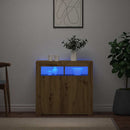 skænk med LED-lys 80x35x75 cm konstrueret træ kunsteg