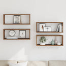 væghylder 4 stk. 60x15x23 cm kubeformet konstrueret træ sort