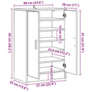 skoskab 60x35x92 cm konstrueret træ antikt eg