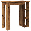 barbord med hylde 102x50x103,5 cm konstrueret træ antikt træ