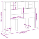 sengegavl m. opbevaring 140x18,5x102,5 cm konstrueret træ antik