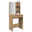 makeupbord med LED-lys 60x40x140 cm kunsteg